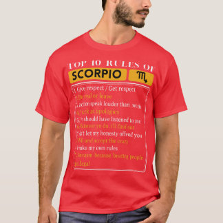 T-shirt Top 10 règles de Scorpio Funny Scorpio Faits Zodia