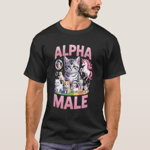 T-shirt Top G Alpha Meow Mâle Chat Mignon Chatons Licorne