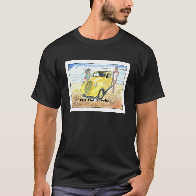 T-shirt Topolino Fiat 1937. Aquarelle réalisée en Italie. (Devant)