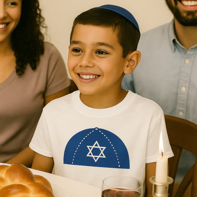 T-shirt Torah Scholar Blue Kippah & Star de David (Créateur téléchargé)