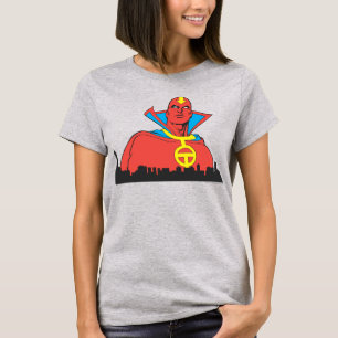 T-shirt Tornade rouge derrière le paysage urbain