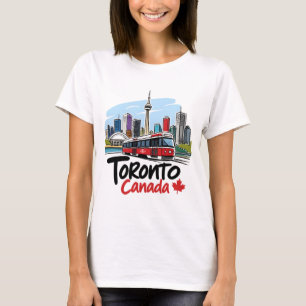 T-shirt Toronto Mignon Tramway TTC sur la ligne d'horizon