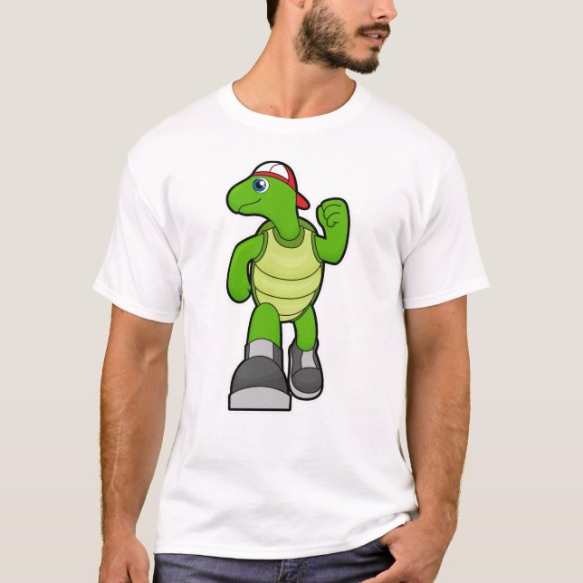 T-shirt Tortue à courir avec Casquette (Devant)
