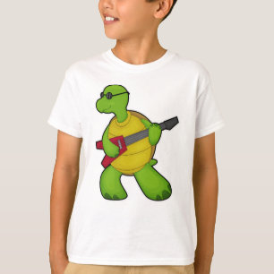 T-shirt Tortue à la musique avec guitare et lunettes de so