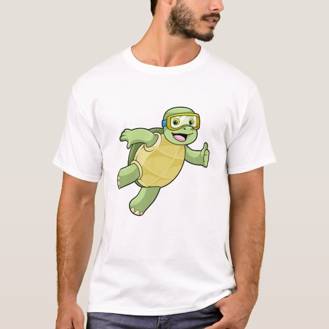 T-shirt Tortue à la natation avec lunettes de natation (Devant)