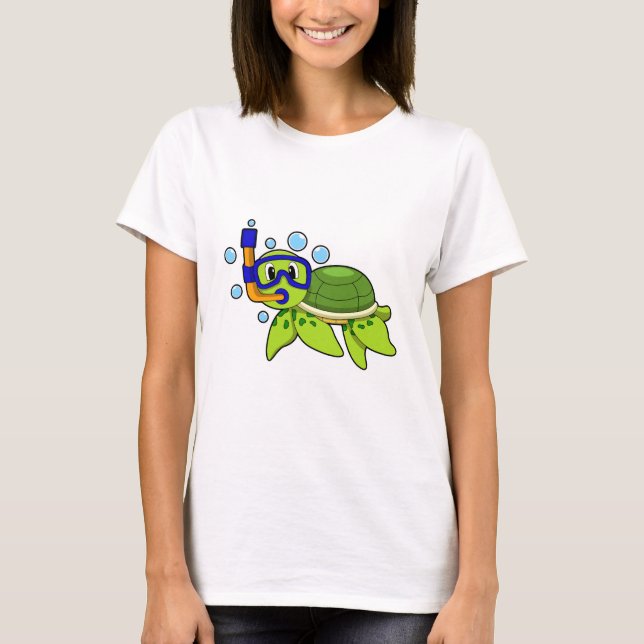 T-shirt Tortue à la plongée avec tuba (Devant)