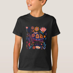 T-shirt Tortue artistique colorée entourée