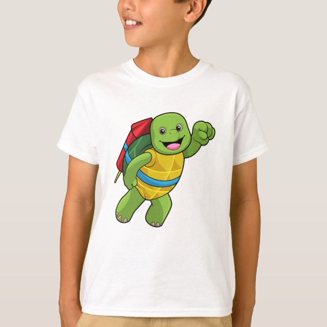 T-shirt Tortue au volant avec fusée (Devant)