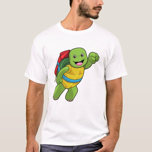 T-shirt Tortue au volant avec fusée (Devant)