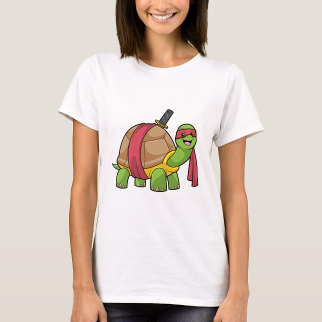 T-shirt Tortue aux arts martiaux avec épée (Devant)