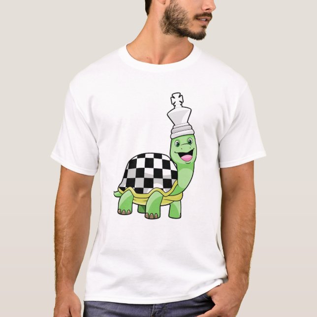 T-shirt Tortue aux échecs avec jeu d'échecs & King (Devant)
