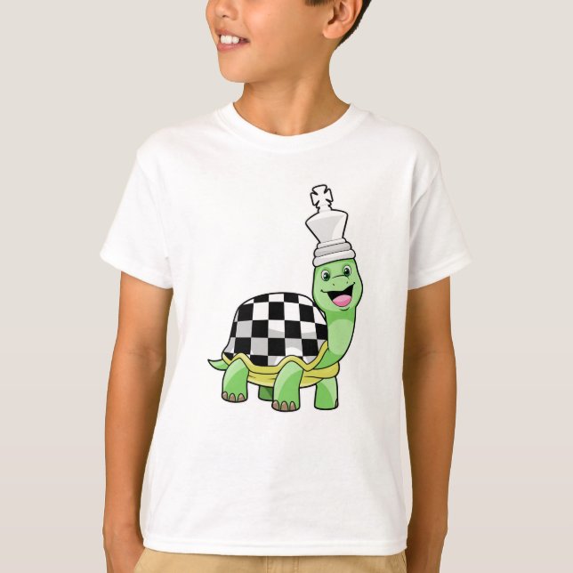 T-shirt Tortue aux échecs avec jeu d'échecs & King (Devant)