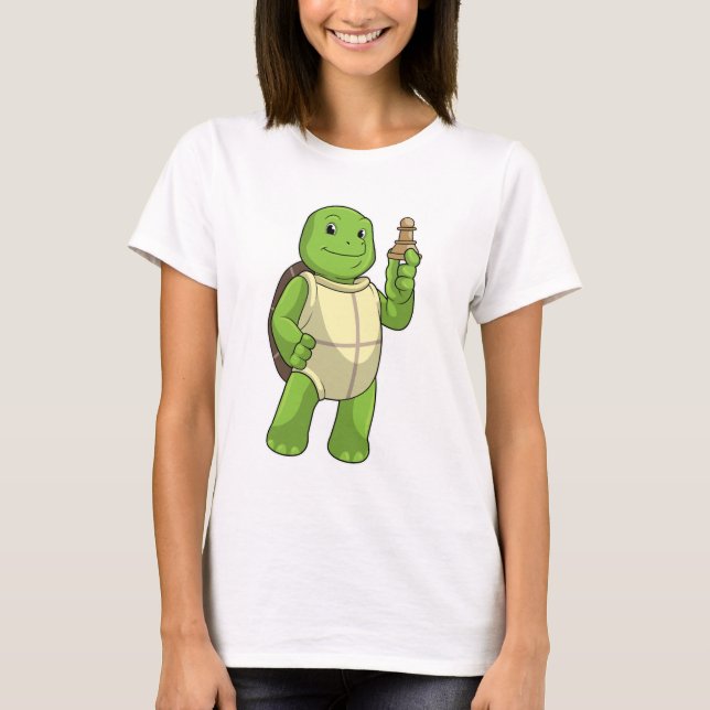 T-shirt Tortue aux échecs avec pièce d'échecs Pion (Devant)