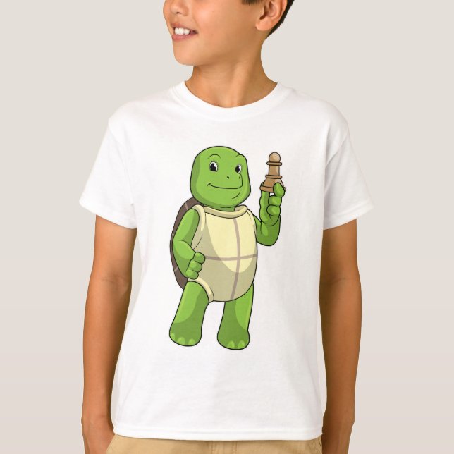 T-shirt Tortue aux échecs avec pièce d'échecs Pion (Devant)