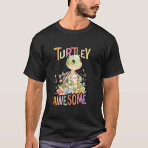 T-shirt tortue avec des fleurs mignonnes tortues turtley s