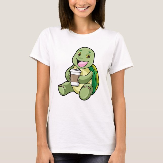 T-shirt Tortue avec Shell & Café à aller (Devant)
