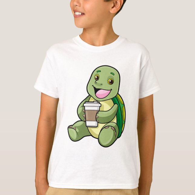 T-shirt Tortue avec Shell & Café à aller (Devant)