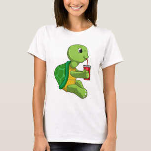 T-shirt Tortue avec tasse à boire avec paille