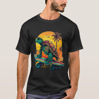 T-shirt Tortue Chat Skateboard Laughing Plage Cool Tortue