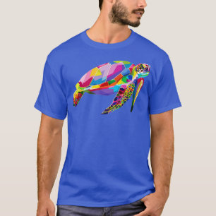 T-shirt Tortue colorée Flottant de la mer Tortue géométriq