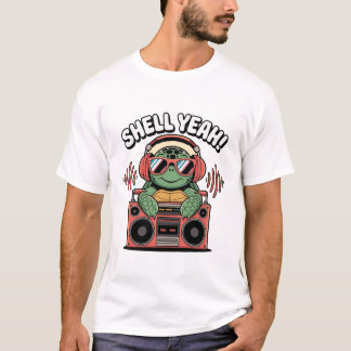 T-shirt Tortue cool avec lunettes de soleil et casque Desi