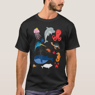 T-shirt Tortue Dauphin Méduse Baleine Poissons Pour Enfant
