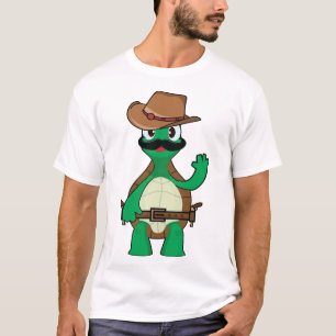 T-shirt Tortue de cow-boy shérif drôle