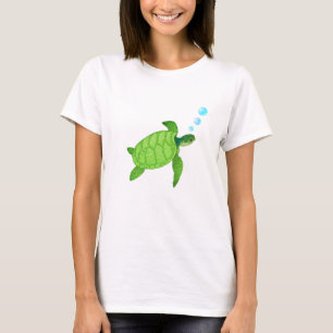 T-shirt Tortue de mer à la nage verte