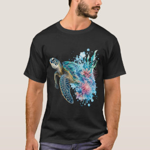 T-shirt Tortue de mer à l'aquarelle PNG conception côtière