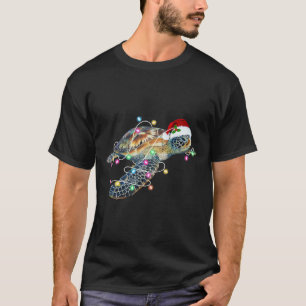 T-shirt Tortue de mer chapeau de Santa amusant lumières de