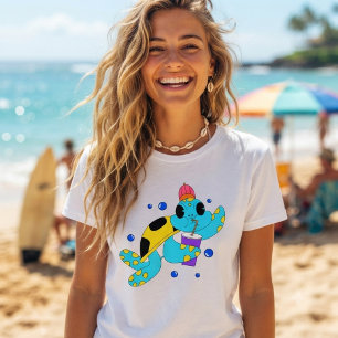T-shirt Tortue de mer excentrique et drôle buvant du jus d