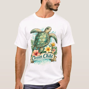 T-shirt Tortue de mer vintage Ocean Child