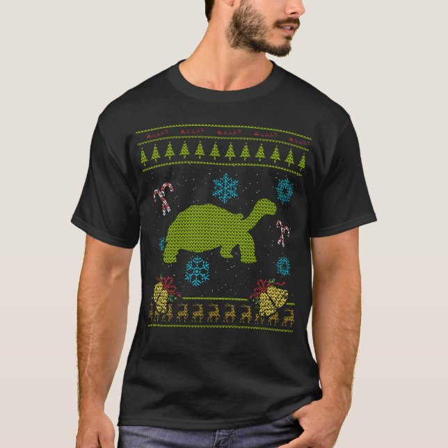 T-shirt Tortue de Sulcata de chemise de chandail de Noël (Devant)
