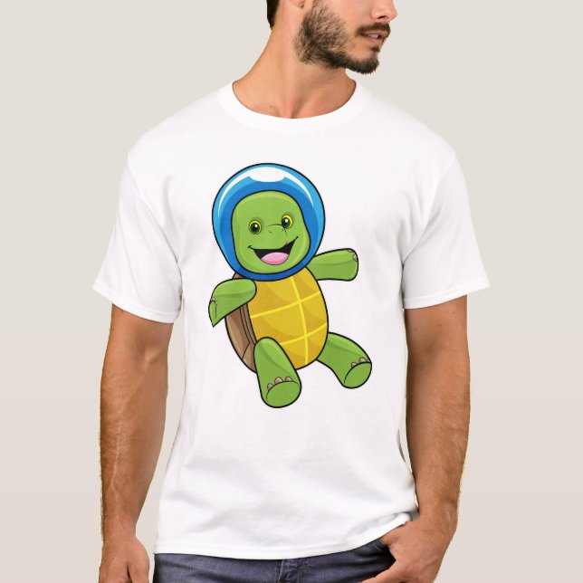 T-shirt Tortue en astronaute avec boule de verre (Devant)