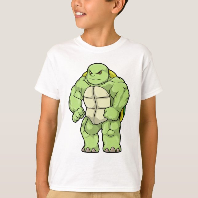 T-shirt Tortue en Bodybuilder avec Six pack (Devant)