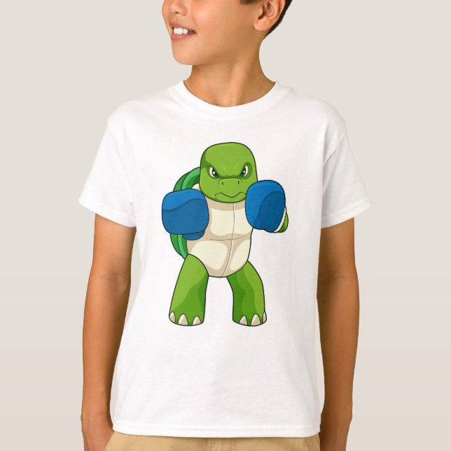 T-shirt Tortue en boîte avec gants de boxe (Devant)