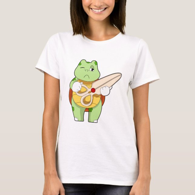 T-shirt Tortue en coiffeur avec ciseaux (Devant)