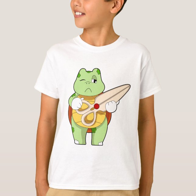 T-shirt Tortue en coiffeur avec ciseaux (Devant)