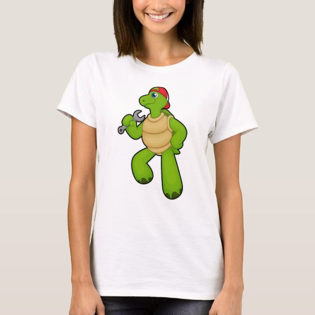 T-shirt Tortue en mécanique avec clé et Casquette (Devant)