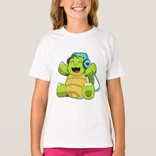 T-shirt Tortue en musique avec casque