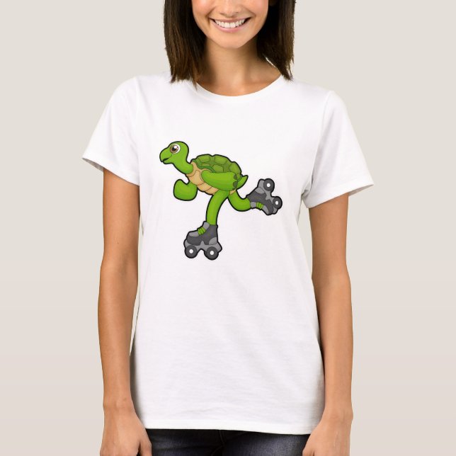 T-shirt Tortue en patinage avec roulettes (Devant)