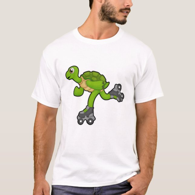 T-shirt Tortue en patinage avec roulettes (Devant)