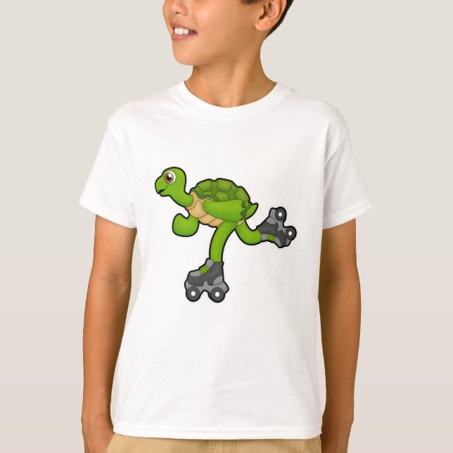 T-shirt Tortue en patinage avec roulettes (Devant)