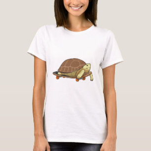 T-shirt Tortue en patinage avec skateboard