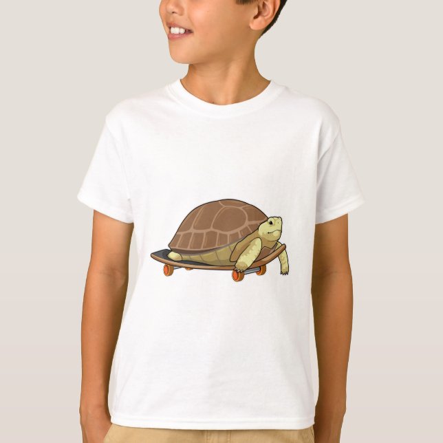 T-shirt Tortue en patinage avec skateboard (Devant)