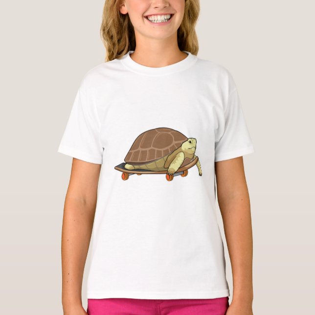 T-shirt Tortue en patinage avec skateboard (Devant)