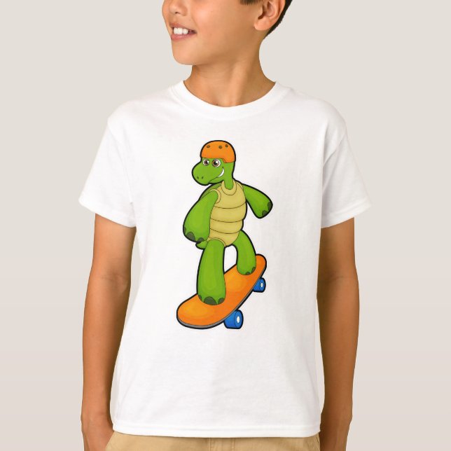 T-shirt Tortue en Skateboard avec Skateboard & Casque (Devant)