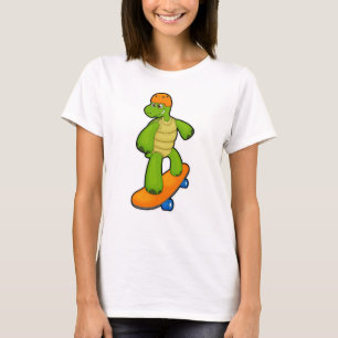 T-shirt Tortue en Skateboard avec Skateboard & Casque