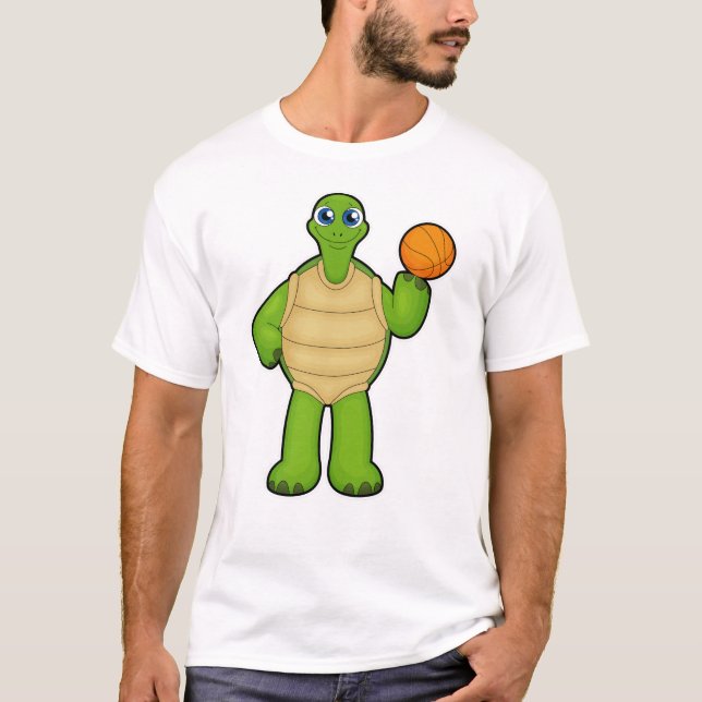 T-shirt Tortue en tant que joueur de basket-ball avec bask (Devant)
