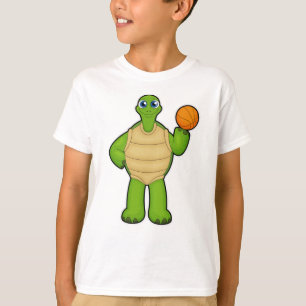T-shirt Tortue en tant que joueur de basket-ball avec bask